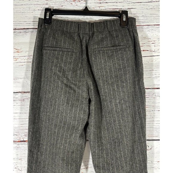 J Crew Wool Trousers Pants Womens Size 4 Grey Pinstripe Career Cropped Pockets - Picture 4 of 10
